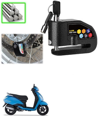 Qiisx Disc Alarm Lock DAZ Motorcycle Alarm Lock 110db Heavy Duty Anti-Theft Alarm for TVS Jupiter Disc Lock(Black)
