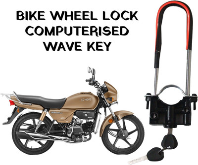 ZRIDE Heavy Quality Computerized Wave Key Bike Front Shocker Hero Splendor All Model ZR04 Wheel Lock(Black)