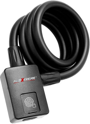 ALLEXTREME Bluetooth Bike Fingerprint Padlock Lock Cable with APP Open, Waterproof ALL-LOCKSS Anti-Theft Cable Lock(Black)