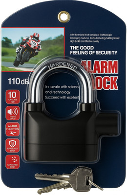 Wapado Heavy Duty Alarm Padlock | 110dB Siren | Anti-Theft Lock with 3 Keys SECURE-110DB Frame Lock, Pad Lock, Wheel Lock, Frame Lock, Combination Lock, Disc Lock(Black)