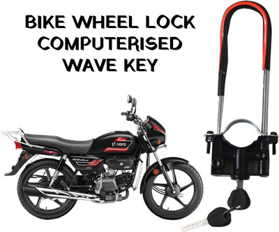 ZRIDE Heavy Quality Computerized Wave Key Bike Front Shocker Hero Splendor All Model ZR10 Wheel Lock(Black)