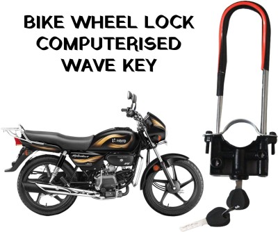 ZRIDE Heavy Quality Computerized Wave Key Bike Front Shocker Hero Splendor All Model ZR06 Wheel Lock(Black)