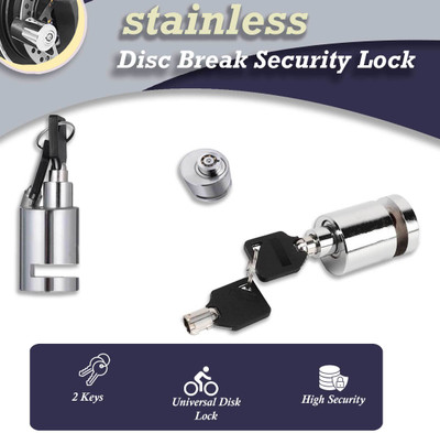 SHOWRIDE Good material Stainless Steel Disc Break Security Lock Disc Lock Disc Lock(Silver)