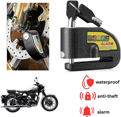 ENEMYT DISK ALARM LOCK Motorcycle Alarm Lock Anti-Theft Alarm Wheel Disc Brake For Classic Chrome Disc Lock(Black)