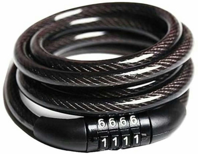 Ubee Cable lock v4.2 latest Helmet 4 Letters Number Lock Multi Purpose Key Chain/Combination Coiled Steel Cable/Lock Accessories (BLACK) Cable Lock(Black)