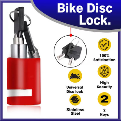 ASRYD Security Red Color Duty Disc Break Disc Brake Lock for Bike Motorcycle Multi-Functional Anti-Theft Disc Lock(Red)