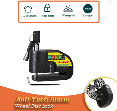 SHOWRIDE Heavy Quailty Waterproof 110dB Heavy Duty Anti-Theft Alarm Wheel Disc Lock(Black)