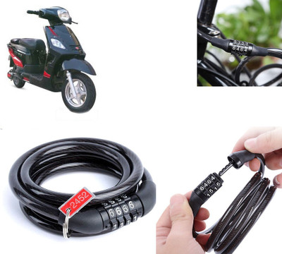 AUTO PEARL Multipurpose Heavy Duty, Security Number Lock for Electric NYX e5 Number Chain Cable Lock for Bikes, Bicycle, Helmet, Luggage_618 Combination Lock(Black)