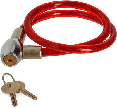 Otoroys Heavy Duty Bike Helmet Lock | Wheel Mountable 2-Key Steel Cable Lock Stainless Steel Heavy Helmet Cable Lock Cable Lock(Red)