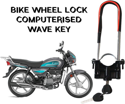 ZRIDE Heavy Quality Computerized Wave Key Bike Front Shocker Hero Splendor All Model ZR05 Wheel Lock(Black)