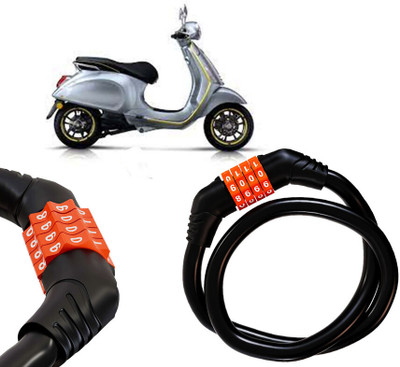 AUTO PEARL Multipurpose 4 Digit Security Anti-Theft Lock for Elettrica BS6 4 Digits Number Lock for Bikes, Cycle, Helmet, Luggage Lock_238 Combination Lock(Black, Orange)