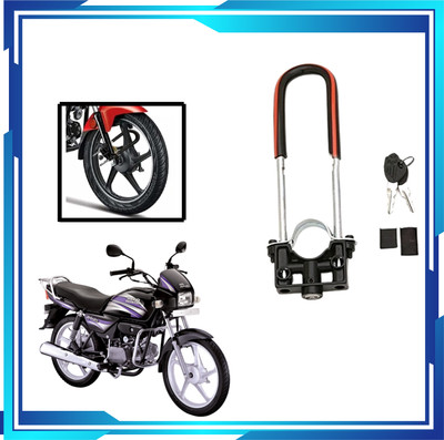 ZRIDE Anti Theft Motorcycle Front U-Type Shocker Lock ZR04 Bike Front Shocker Lock Wheel Lock(Black)