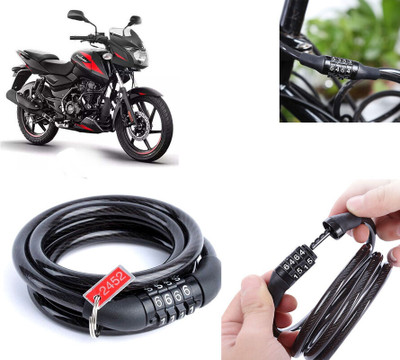AutoGnix Multipurpose Heavy Duty, Security Number Lock for Pulsar 125 Neon Number Chain Cable Lock for Bikes, Bicycle, Helmet, Luggage_938 Combination Lock(Black)