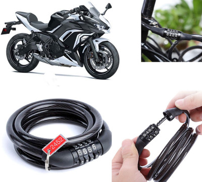 AUTO PEARL Multipurpose Heavy Duty, Security Number Lock for Ninja 650 BS6 Number Chain Cable Lock for Bikes, Bicycle, Helmet, Luggage_828 Combination Lock(Black)