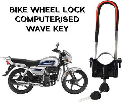 ZRIDE Heavy Quality Computerized Wave Key Bike Front Shocker Hero Splendor All Model ZR03 Wheel Lock(Black)