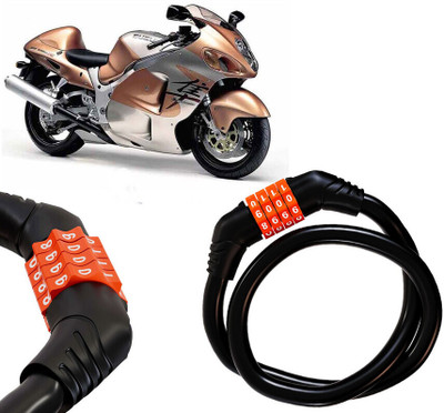 AutoGnix 4 Digits Number Lock for Bikes, Cycle, Helmet, Luggage Lock_240 Combination Lock(Black, Orange)
