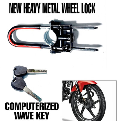 Autoladders Bike Front Shocker Lock Wheel Lock COMPUTERISED WAVE KEY Wheel Lock(Black)