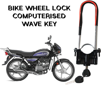 ZRIDE Heavy Quality Computerized Wave Key Bike Front Shocker Hero Splendor All Model ZR09 Wheel Lock(Black)