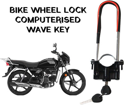 ZRIDE Heavy Quality Computerized Wave Key Bike Front Shocker Hero Splendor All Model ZR01 Wheel Lock(Black)