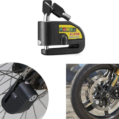 AMIRIDE Motorcycle Alarm Lock Waterproof Bicycle Alarm Security Lock bike Accessories Motorcycle Alarm Lock Waterproof Bicycle Alarm 110db Security Disc BrakeLock Disc Lock(Black)