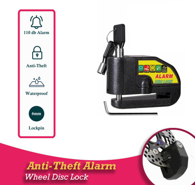 SHOWRIDE Bike Disc Lock, Anti-Theft Waterproof Disc Brake 110dB Alarm Lock for Motorbike Good Quailty Waterproof 110dB Heavy Duty Anti-Theft Alarm Wheel Disc Lock(Black)