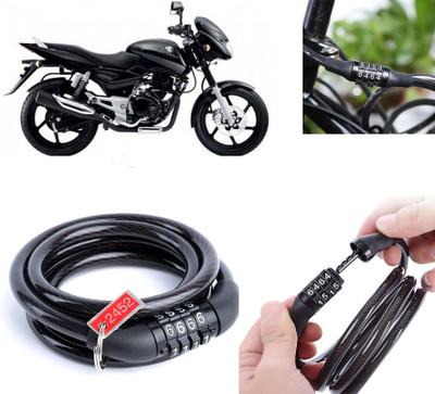 AUTO PEARL Multipurpose Heavy Duty, Security Number Lock for Pulsar 180 DTS-i Number Chain Cable Lock for Bikes, Bicycle, Helmet, Luggage_950 Combination Lock(Black)