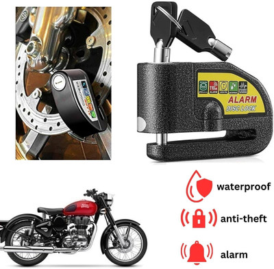 ENEMYT DISK ALARM LOCK Motorcycle Alarm Lock Anti-Theft Alarm Wheel Disc Brake For Classic 350 Disc Lock(Black)