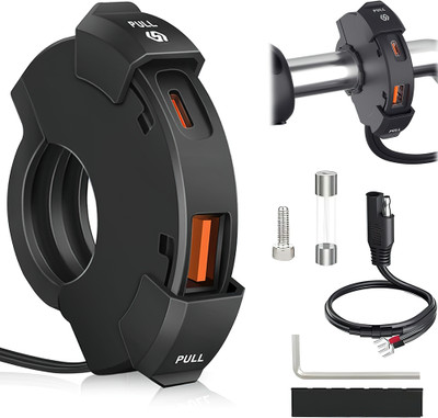 Pivdo 12V-24V Dual Type C 30W & 18W USB 3 Bike Mobile Charger Fast Charging waterproof 3 A Bike Mobile Charger