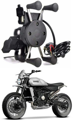 Enfield Works MultiFunctional Mobile Holder with USB Charger Mototrcycle Mobile Holder EW-414 2.1 A Bike Mobile Charger