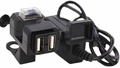 VermsBikers Bike Dual USB Waterproof Handlebar Charger with Switch Pack of 1 2 A Bike Mobile Charger