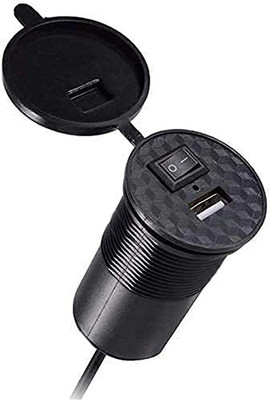 AutoPowerz USB Charger Socket Power Outlet 5V 2A for Car Motorcycle Mobile with Wire Kit 2 A Bike Mobile Charger