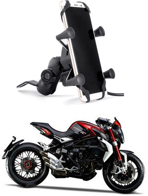 Enfield Works MultiFunctional Mobile Holder with USB Charger Mototrcycle Mobile Holder EW-527 2.1 A Bike Mobile Charger