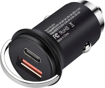 AirMount 20W PD Mini Car Charger, QC 3.0, Dual Charging Port 3.1 A Bike Mobile Charger