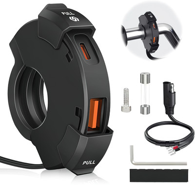 brainle Bike Mobile Charger Fast Charging 12V-24V Dual Type C 30W 18W USB 3.0 Waterproof 3 A Bike Mobile Charger