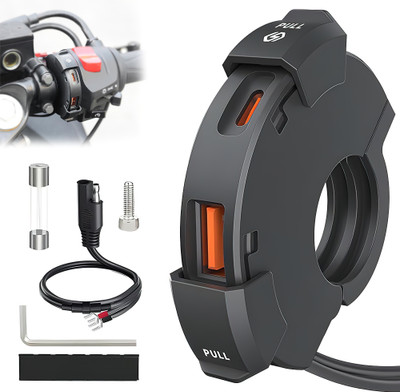 TAUDI 12V-24V Bike Mobile Charger Fast Charging for Bike Dual Type C 30W & 18W USB 3.0 3 A Bike Mobile Charger