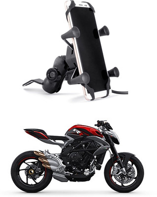 Enfield Works MultiFunctional Mobile Holder with USB Charger Mototrcycle Mobile Holder EW-567 2.1 A Bike Mobile Charger