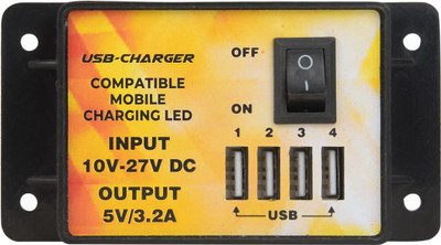 Electronics Crafts 12/24 VOLT INPUT 4 USB DC CHARGER 3.2 AMP 3.2 A Bike Mobile Charger