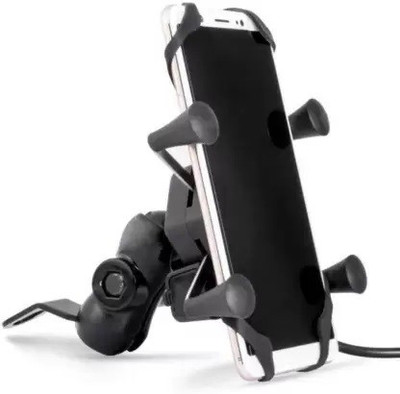 Autozap Mobile Holder with USB Charger Motorcycle Mobile Holder Bracket 2.1 A Bike Mobile Charger