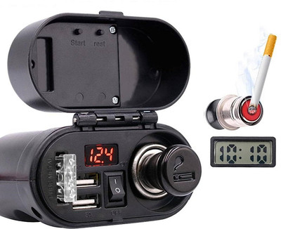 VermsBikers Motorcycle Cigarette Lighter Dual USB Quick Charger Black pack Of 1 2 A Bike Mobile Charger
