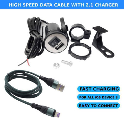 AutoPowerz High Speed Data Cable With 2.1 A Charger 2.1 A Bike Mobile Charger
