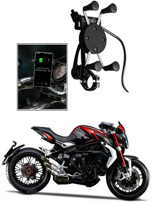 Enfield Works MultiFunctional Mobile Holder with USB Charger Mototrcycle Mobile Holder EW-217 2.1 A Bike Mobile Charger