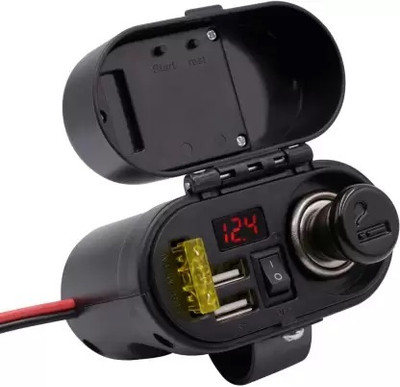 GoMechanic Motorcycle Handlebar Charger with Cigarette Lighter Socket 2 A Bike Mobile Charger