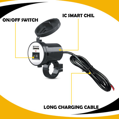 Generox Premium Quality Bike Mobile Charger USB 5V_3.1A 3.1 A Bike Mobile Charger