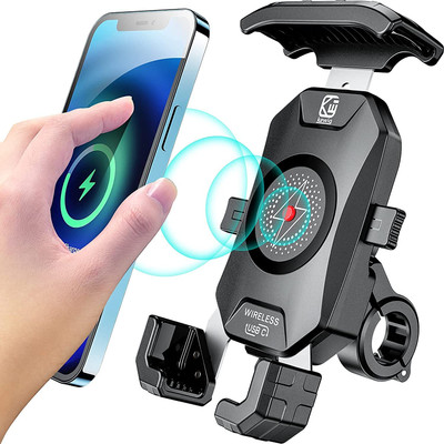 VUSTICA Universal 360 Rotation Cell Phone Holder with Fast Mobile Charging for Bikes 3 A Bike Mobile Charger