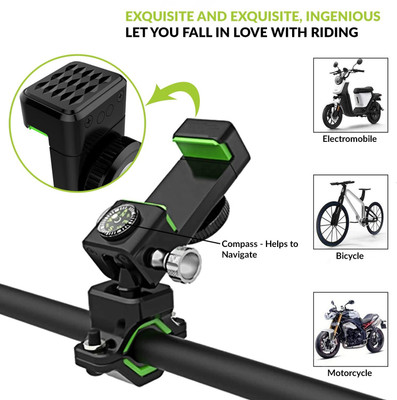 TECHGEAR Navigation with 360° Rotation,Shock-Proof Bike Phone Stand with Free Grip Pad Bike Mobile Holder(Black)