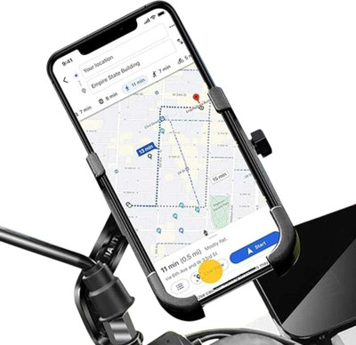 Naveeneha C2 Without USB Port Metal Pulsar/Discover/Splender/Activa Bike Mobile Holder Bike Mobile Holder(Black)