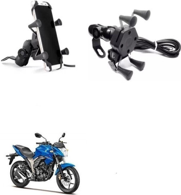 Delhismart Bike Multi Functional Mobile Holder with USB Charger_Gixxer Bike Mobile Holder(Black)