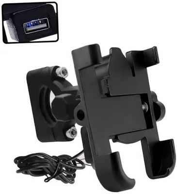 SHAH ENTERPRISES Aluminum Alloy C-1 360 Degree Rotating with Charger for Smartphones Bike Mobile Holder(Black)