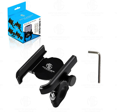 Moto Genius Universal 360° Rotating Aluminum Mobile Mount Handle Fitting Motorcycle, Scooty, Bike Mobile Holder(Black)