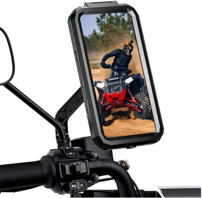 FwellT Waterproof 360° Rotation Maps&GPS Navigation| Mirror stand Scooter Cycle/Bike Bike Mobile Holder(Black)